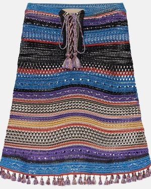 Valentino Crochet Striped Lame Poncho - Blue