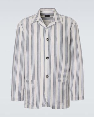 Brioni Striped Cotton And Linen Blazer - White