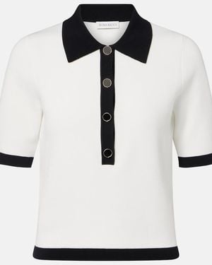Nina Ricci Ribbed-Knit Polo Shirt - White