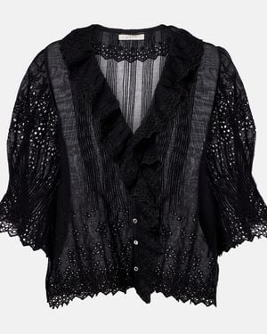 Doen Henri Pointelle Cotton Top - Black