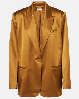 The Sei Oversized Silk Satin Blazer - Brown