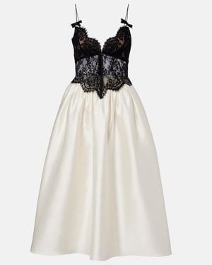 Self-Portrait Midikleid Aus Taft Und Spitze - Weiß