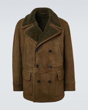 Ralph Lauren Shearling-Lined Suede Jacket - Green