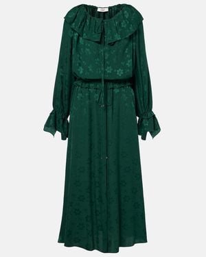 Chloé Ruffled Floral Silk Jacquard Midi Dress - Green