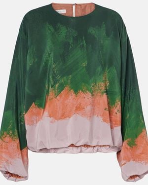 Dries Van Noten Ombre Silk-Blend Top - Green