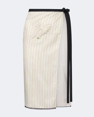 Prada Bow-Detail Striped Apron - Natural