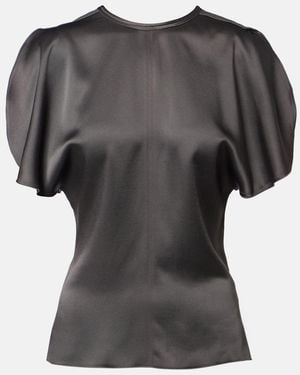 Victoria Beckham Bela Crepe Satin Top - Grey