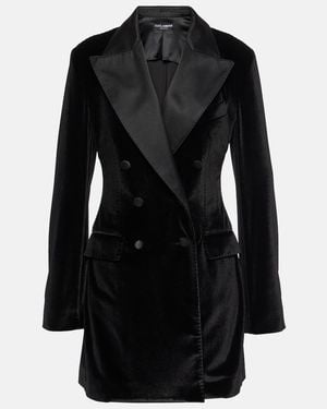 Dolce & Gabbana Double-Breasted Velvet Blazer - Black