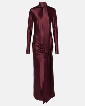 Galvan London Emilie Tie-Neck Satin Maxi Dress - Red