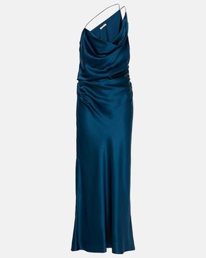 The Sei One-Shoulder Silk Satin Maxi Dress - Blue