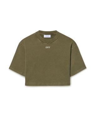 Off-White c/o Virgil Abloh Stamp Cropped T-Shirt - Green