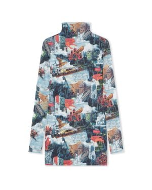 Off-White c/o Virgil Abloh World Paint Second Skin Mini Dress - Blue