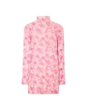 Off-White c/o Virgil Abloh Roses Mesh Short Dress - Pink