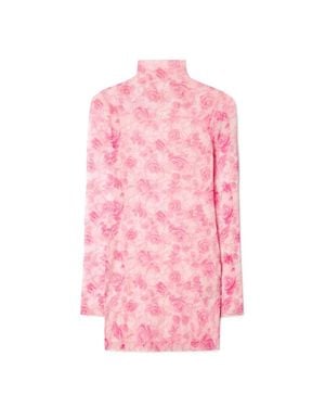 Off-White c/o Virgil Abloh Roses Mesh Short Dress - Rosa