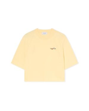 Off-White c/o Virgil Abloh Arrow Glass Flower Crop Logo Tee - Natural