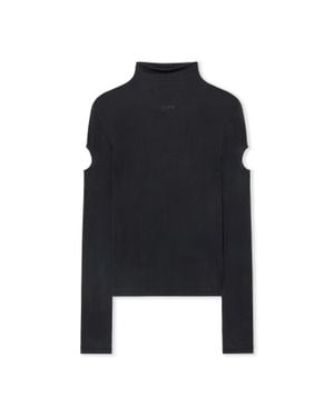 Off-White c/o Virgil Abloh Cupro Rib Meteor Long Sleeve Top - Black