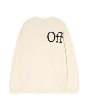Off-White c/o Virgil Abloh Bookish Knit Crewneck Jumper - Natural