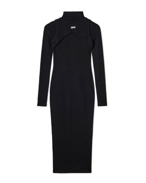 Off-White c/o Virgil Abloh Off Stamp Ribbed Midi Dress - Black