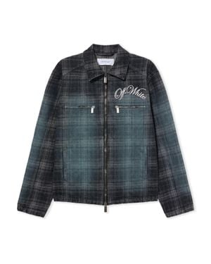 Off-White c/o Virgil Abloh Check Jacquard Skate Coach Denim Jacket - Blue