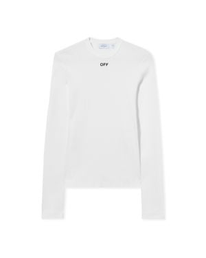 Off-White c/o Virgil Abloh Off Stamp Ribbed Long-Sleeved Crewneck - White