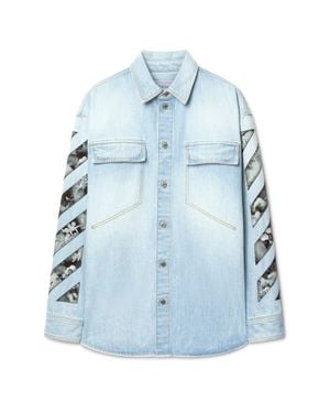 Off-White c/o Virgil Abloh Diagonal Fresco Arrow Military Shirt - Blue