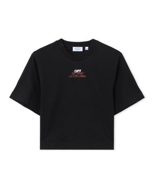 Off-White c/o Virgil Abloh Off- C/O Ac Milan Crop T-Shirt - Black