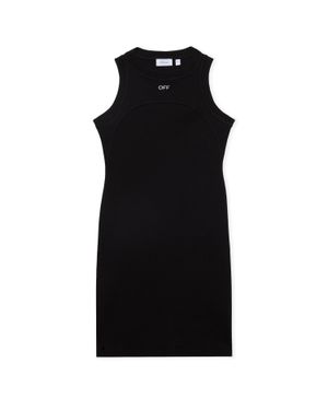 Off-White c/o Virgil Abloh Off Stamp Ribbed Round-Neck Mini Dress - Black