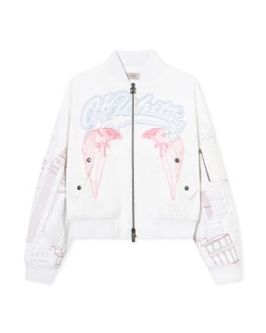 Off-White c/o Virgil Abloh Skyline Cropped Bomber - White