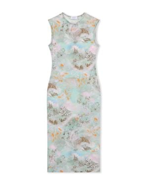 Off-White c/o Virgil Abloh Light Jersey Storytelling Sleeveless Dress - White