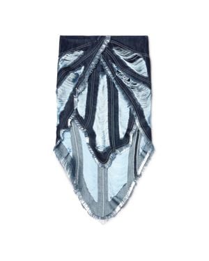 Off-White c/o Virgil Abloh Shredded Denim Skirt - Blue