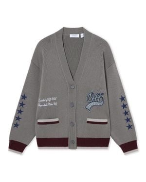 Off-White c/o Virgil Abloh College Varsity Knit Cardigan - Gray