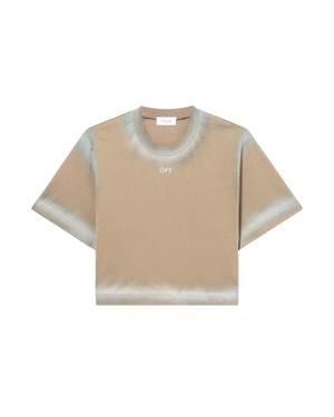 Off-White c/o Virgil Abloh Spray Off Stamp Crop T-Shirt - Natural