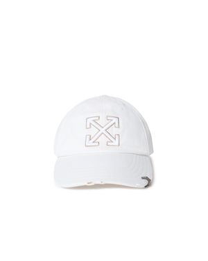 Off-White c/o Virgil Abloh Distressed Denim Baseball Cap - White