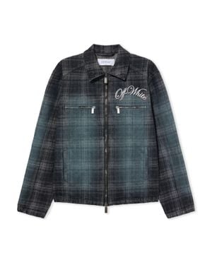 Off-White c/o Virgil Abloh Check Jacquard Skate Coach Denim Jacket - Blue