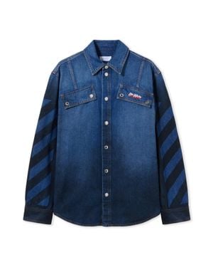 Off-White c/o Virgil Abloh Spray Diagonal Denim Shirt - Blue