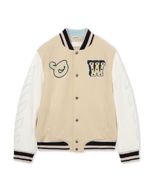 Off-White c/o Virgil Abloh Star Logo Varsity Jacket - Natural
