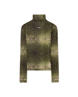 Off-White c/o Virgil Abloh Logo-Print Crocodile-Effect Top - Green