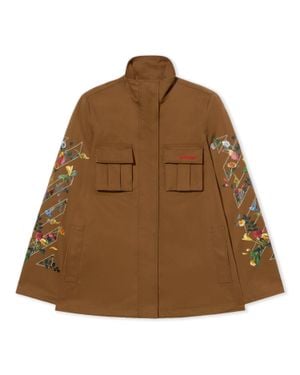 Off-White c/o Virgil Abloh Arrow Flower Field Twill Jacket - Brown