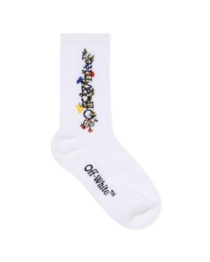 Off-White c/o Virgil Abloh Floral Pattern Mid Socks - White
