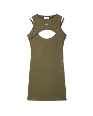 Off-White c/o Virgil Abloh Ribbed Cut-Out Dress - Green