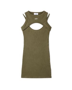 Off-White c/o Virgil Abloh Ribbed Cut-Out Dress - Green