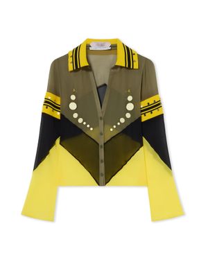 Off-White c/o Virgil Abloh Geo Mirror Ribbed Colour Block Shirt - Yellow