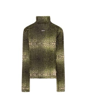 Off-White c/o Virgil Abloh Logo-Print Crocodile-Effect Top - Green