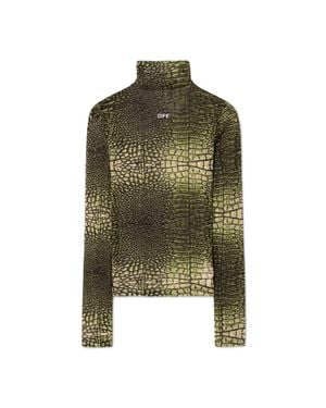 Off-White c/o Virgil Abloh Logo-Print Crocodile-Effect Top - Green