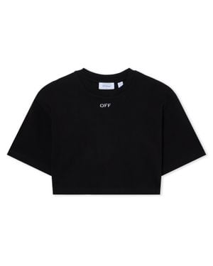Off-White c/o Virgil Abloh Off Stamp Rib Cropped Tee - Black