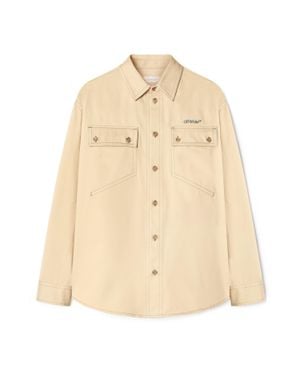 Off-White c/o Virgil Abloh Beige Stitch Military Overshirt - Natural