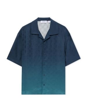 Off-White c/o Virgil Abloh Camicia Bowling Jacquard Arrow Monogram - Blu