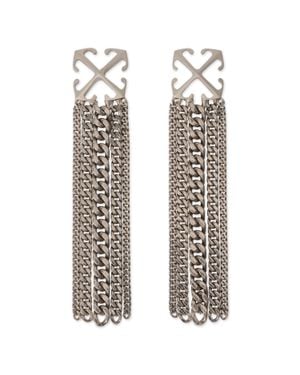 Off-White c/o Virgil Abloh Arrow Chain Pendant Earrings - White
