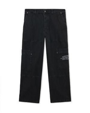 Off-White c/o Virgil Abloh Script Garment-Dyed Cargo Trousers - Black