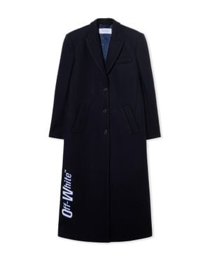Off-White c/o Virgil Abloh Long Tailored Wool Coat - Blue